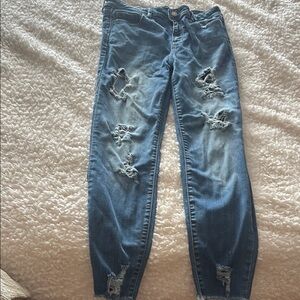 Cello Blue Skinny Jeans with Distressed Design